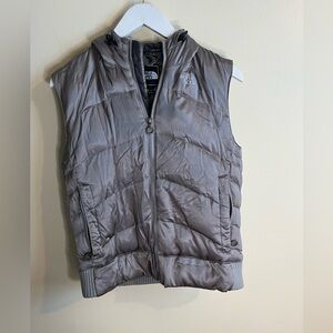 The North Face Metallic Gray Down Feather 550 Puffer Vest